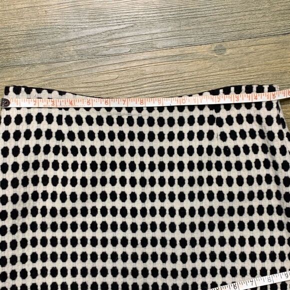 Milly Black Ivory Mod Print Polka Dot Soft Virgin Wool Career Pencil Skirt 10 - Picture 4 of 10